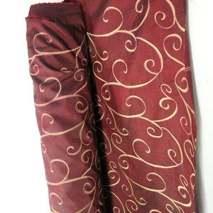 Dupioni Red Silk Embroidered Decor Fabric 40+ yds